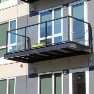 Custom glass railings on balconies